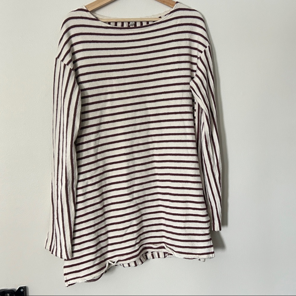 Free People Striped Cream and Burgundy Sweater Dress
